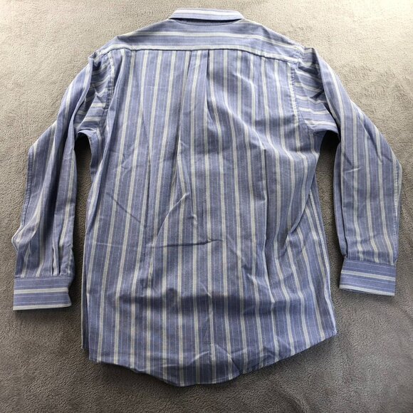 2 Arrow Dover Men Dress Shirt Size 15.5 Neck Lot Of Two Striped Button Down Blue - Picture 9 of 10